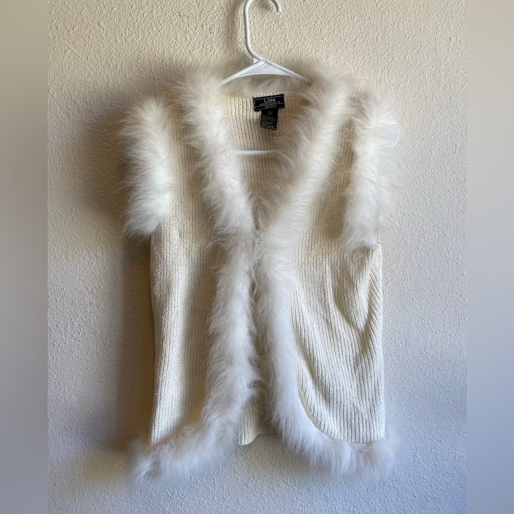 Vintage Fur Sweater Vest Cream Color PERFECT CONDITION